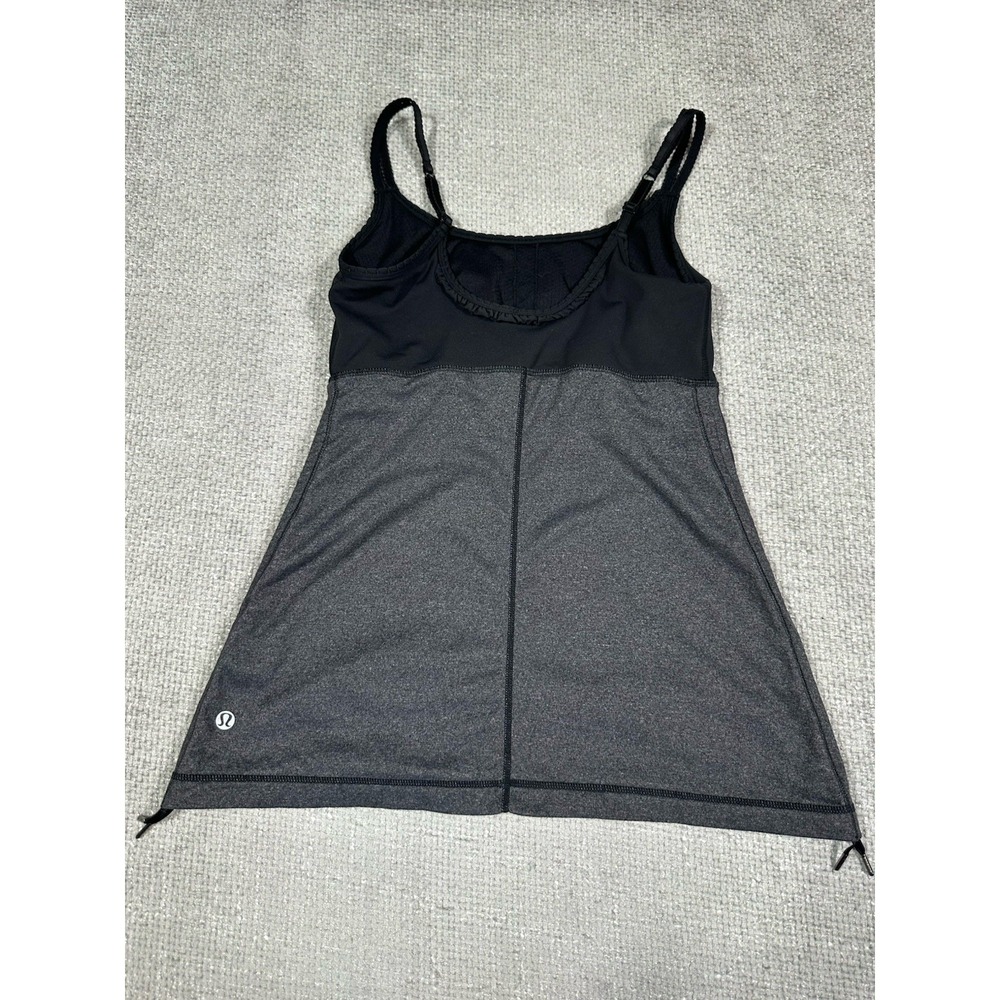 Lululemon Tank Top Womens 6 Gray Black Hot N Sweaty Built In Bra - Picture 2 of 9